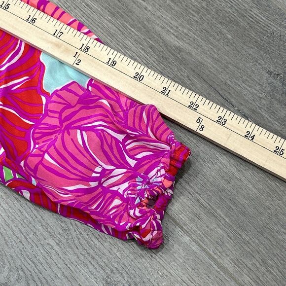 Lilly Pulitzer Womens XXS Elsa Worth It 100% Silk Floral Pink Blouse Top - Picture 9 of 10